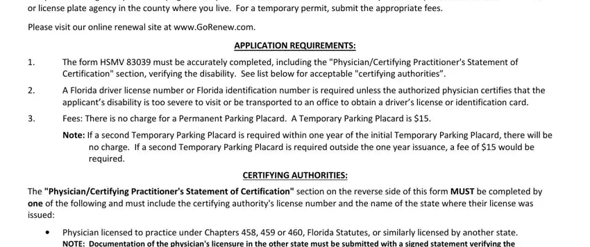 Filling out handicapped parking application stage 4