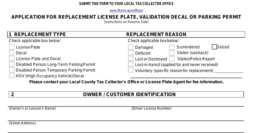 part 1 to writing application for replacement license plate florida