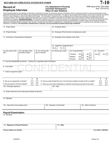 Hud Employee Interview Form Preview