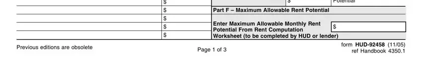 Filling out Hud Form 92458 step 3