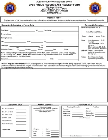 Hudson County Opra Request Form Preview