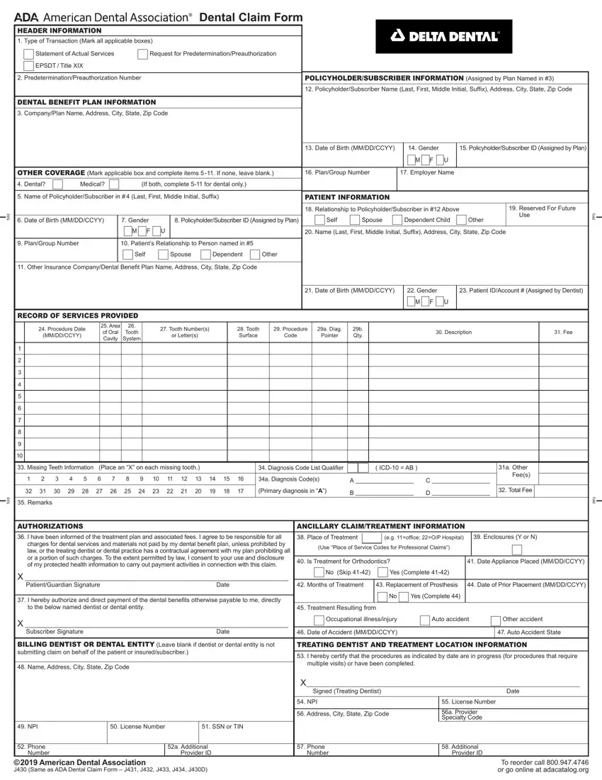 Humana Dental Form first page preview