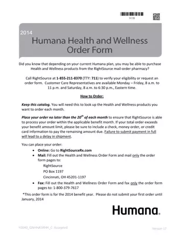 Humana Order Form Preview