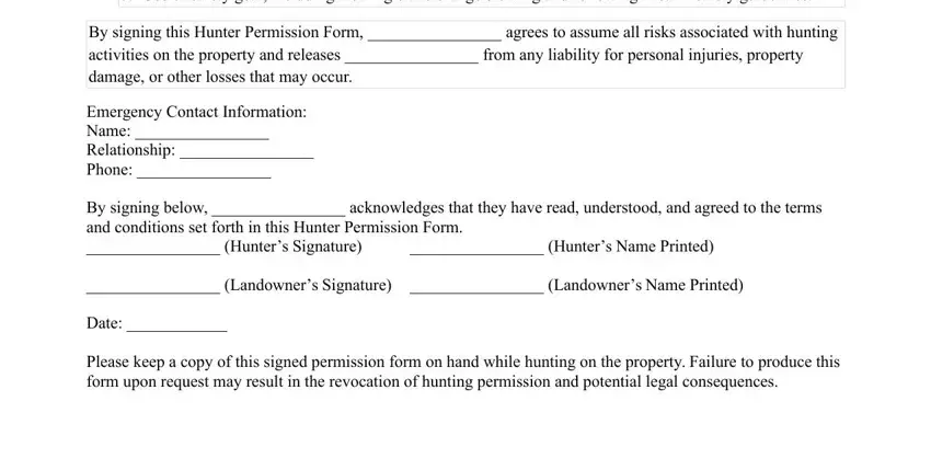part 2 to finishing printable hunting permission form