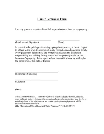 Hunting Permission Form Preview