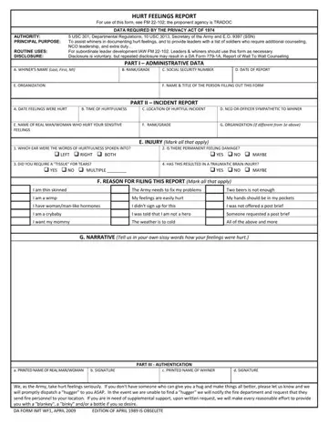Army Hurt Feelings Report Form Preview