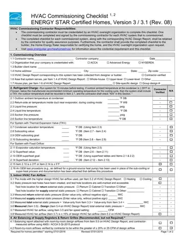 HVAC Commissioning Checklist Form Preview