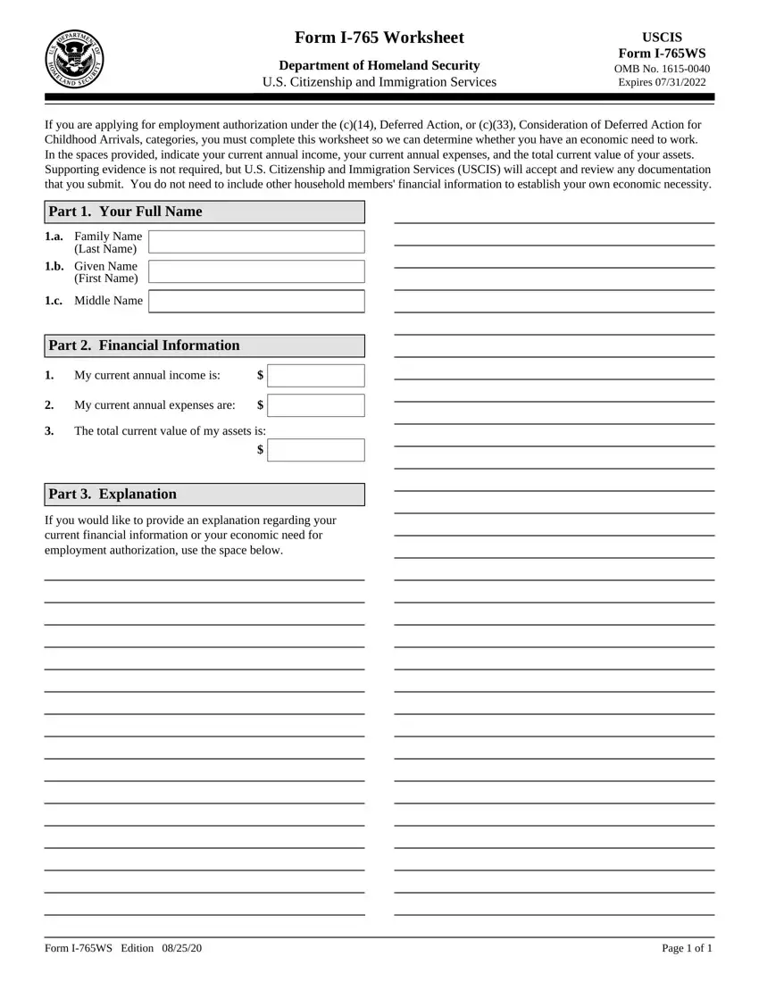 I 765Ws Form first page preview
