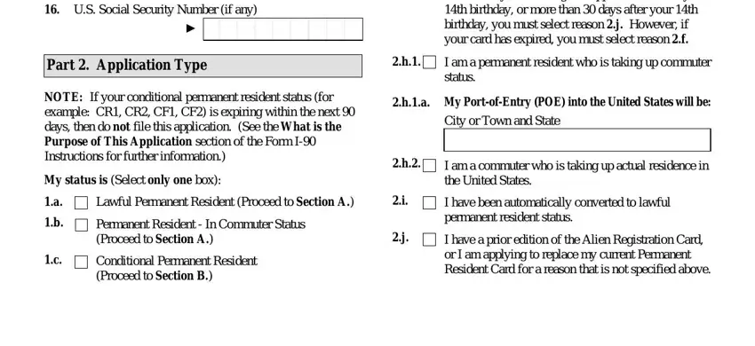USSocialSecurityNumberifany, and PartApplicationType in green card renewal form pdf