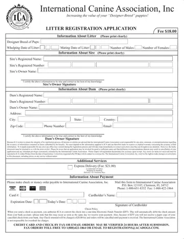 Ica Litter Registration Form Preview