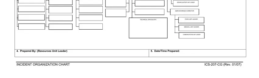 Entering details in incident command system template stage 2