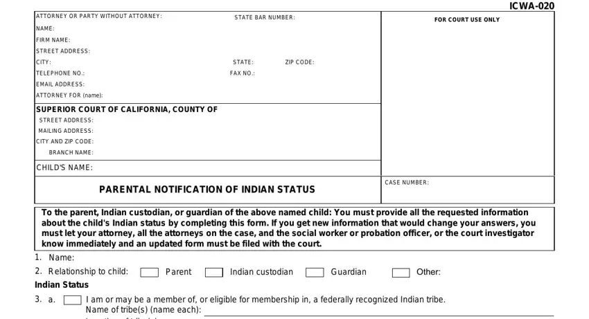 form icwa 020 gaps to fill in