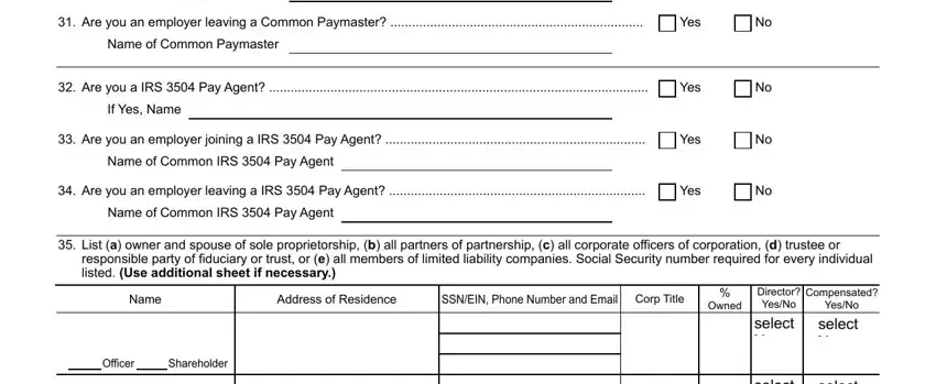 idaho ibr 1 form Name of Common Paymaster, Are you an employer leaving a, Yes, Name of Common Paymaster, Are you a IRS  Pay Agent, Yes, If Yes Name, Are you an employer joining a IRS, Yes, Name of Common IRS  Pay Agent, Are you an employer leaving a IRS, Yes, Name of Common IRS  Pay Agent, List a owner and spouse of sole, and responsible party of fiduciary or fields to insert