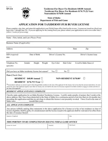 Idaho Form Sp 114 Preview
