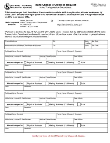 Idaho Itd 3239 Form Preview