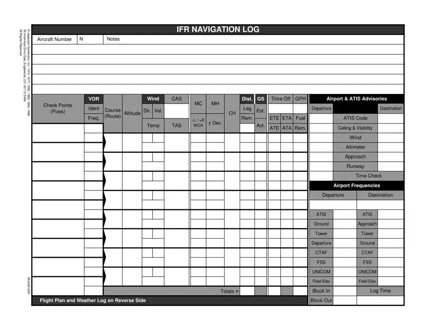 Ifr Navigation Log Form first page preview