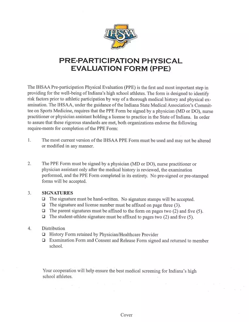 Ihsaa Physical Form first page preview