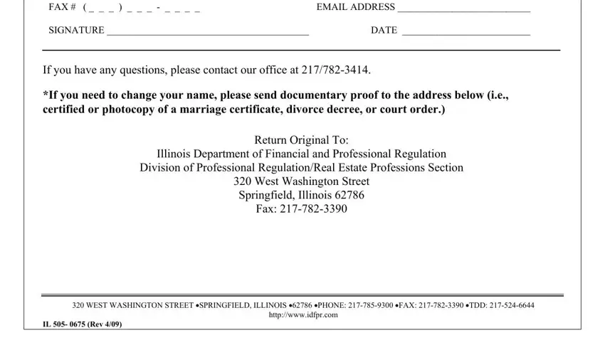 ILLINOIS FAX               EMAIL ADDRESS, SIGNATURE  DATE, If you have any questions please, If you need to change your name, Return Original To Illinois, WEST WASHINGTON STREET, and IL   Rev fields to fill