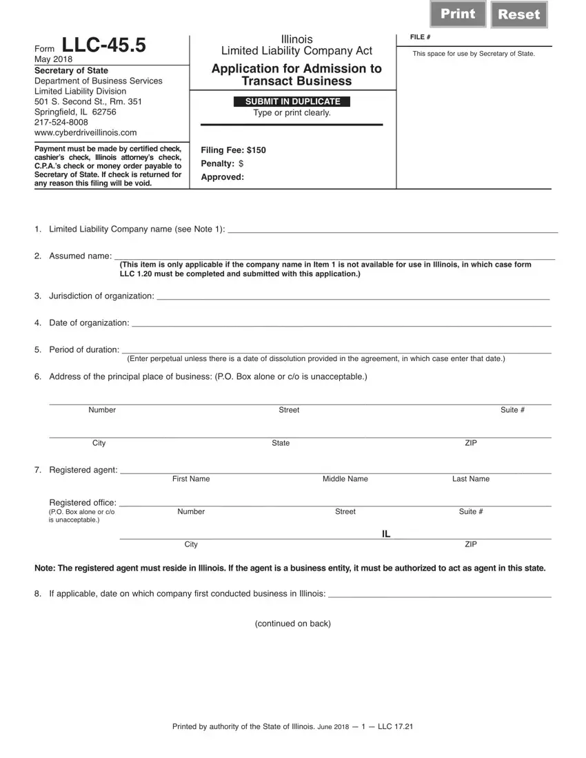 Illinois Form Llc 45 5 first page preview