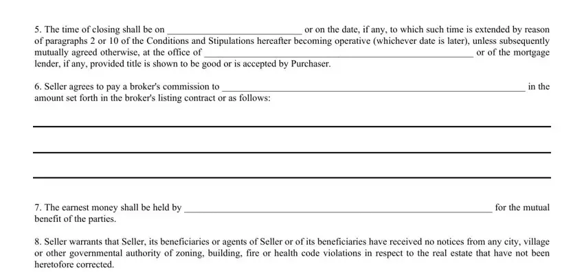 commercial real estate contract illinois The time of closing shall be on, Seller agrees to pay a brokers, The earnest money shall be held, and Seller warrants that Seller its blanks to insert