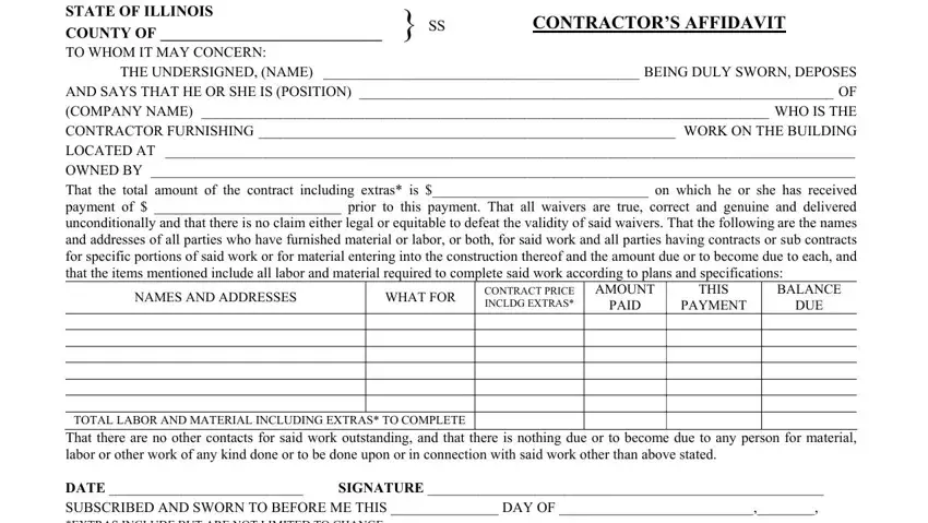 Filling out waiver of lien to date stage 2
