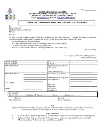 Imc Business Application Form Preview