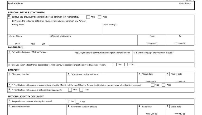 Finishing imm1294 form canada step 3