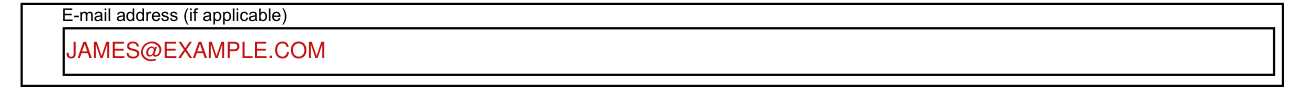 Form IMM 5475 example filled out, e-mail address (if applicable)