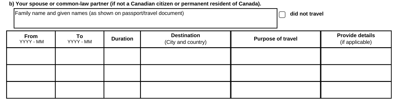 Imm 5562 example filled out, b) Your spouse or common-law partner