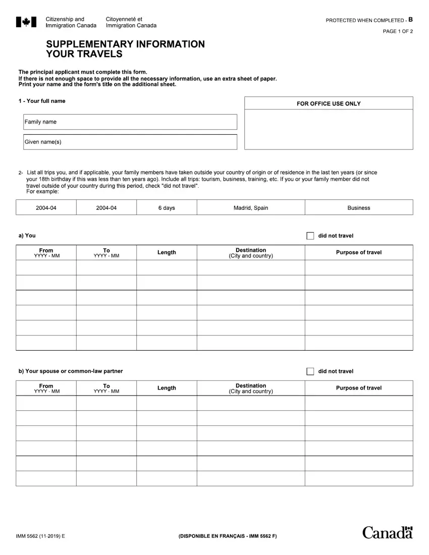 Imm 5562 Form first page preview
