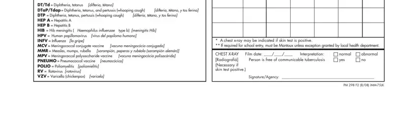 Completing immunization form stage 3