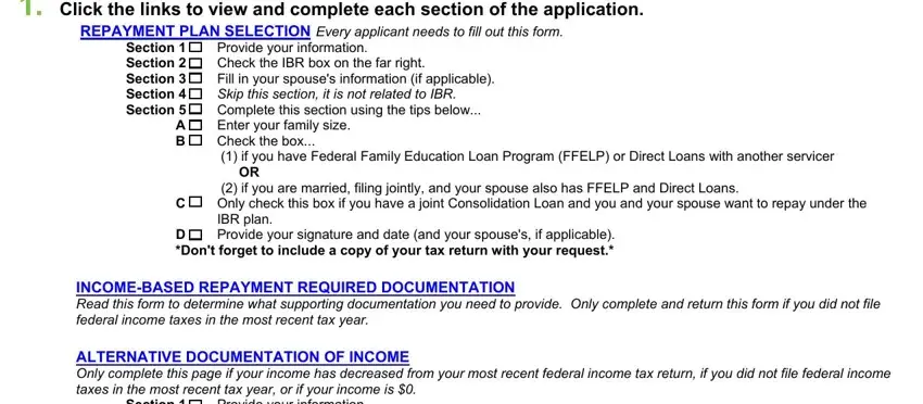 fedloan servicing income based repayment form empty fields to fill in