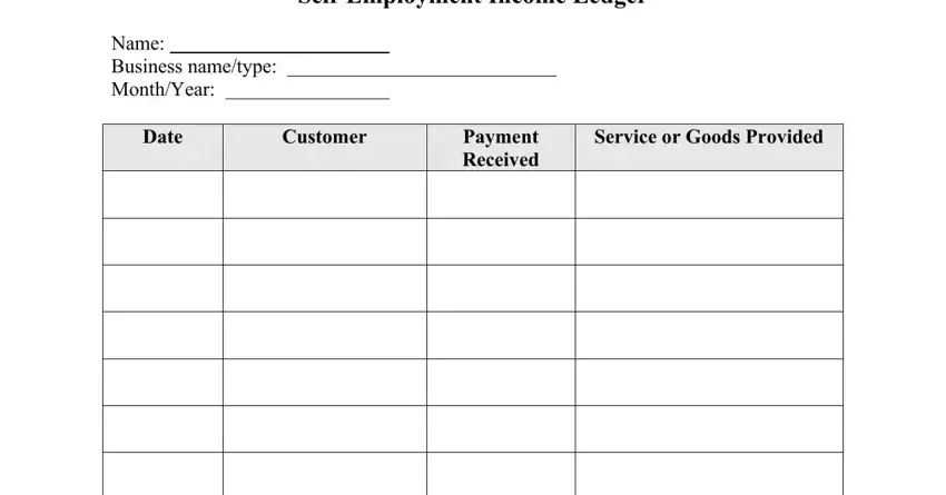 ledger for self employment blanks to complete