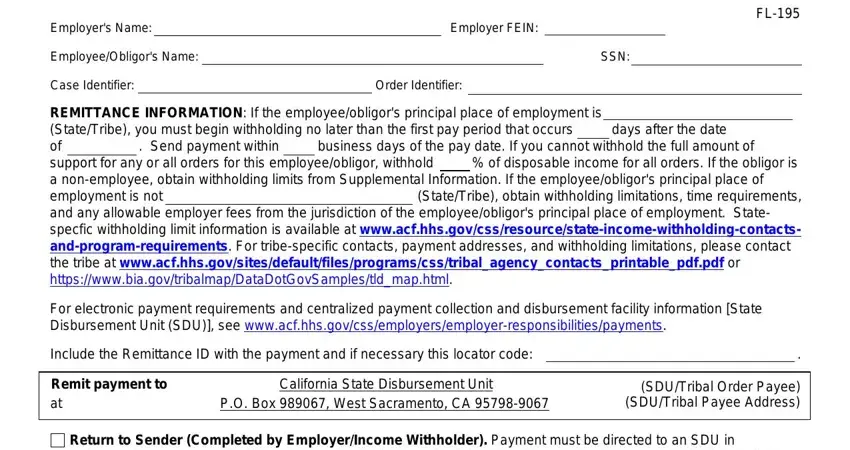 Filling out 195 california step 4