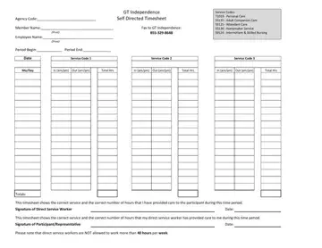 Independence Timesheet Form Preview