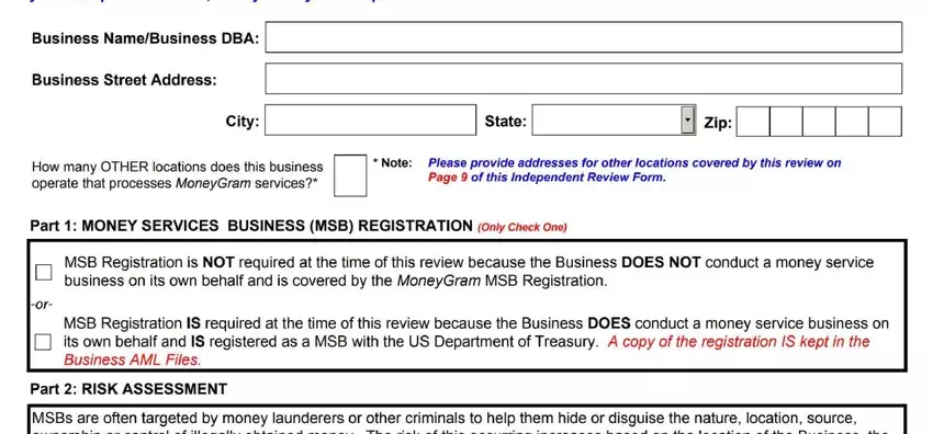 part 1 to writing fincen msb independent review form