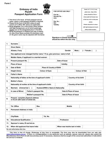India Form Passport Application Preview