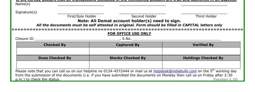 Finishing hdfc securities account closure form step 2