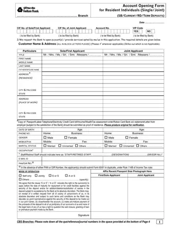 Indian Bank Account Opening Form Preview