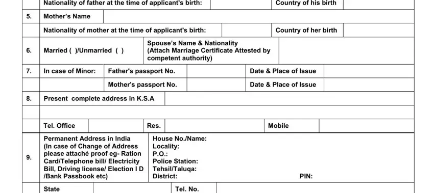 Completing indian passport form fill up sample stage 2