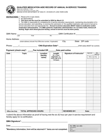 Indiana Department Annual Inservice Form Preview