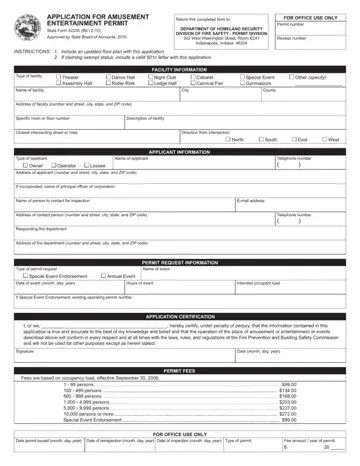 Indiana Entertainment Permit Form Preview