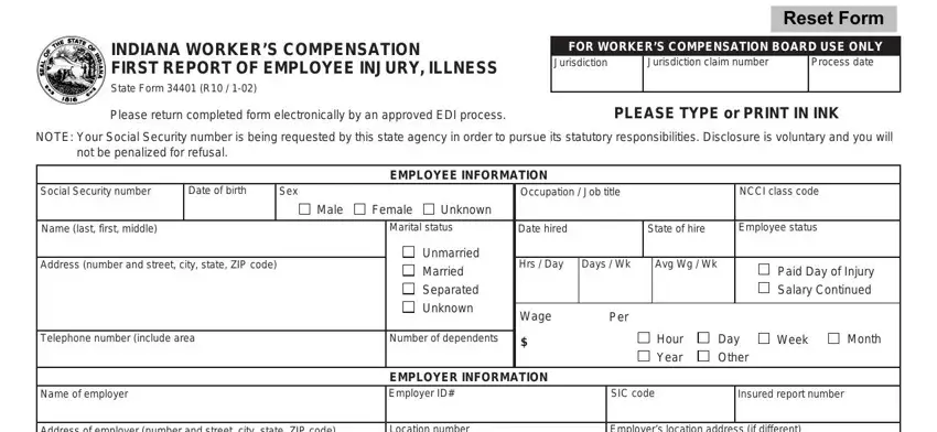 part 1 to completing first report of injury indiana