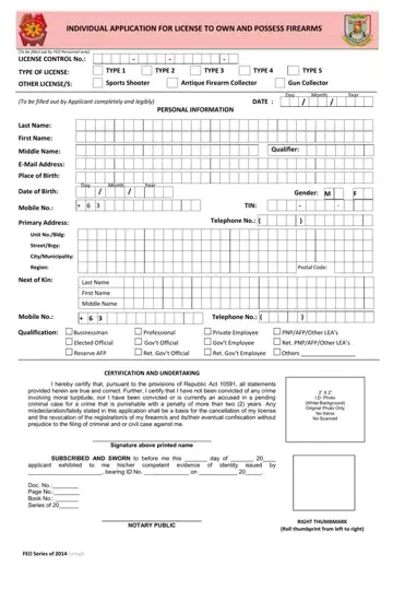 Individual Application For License Form Preview