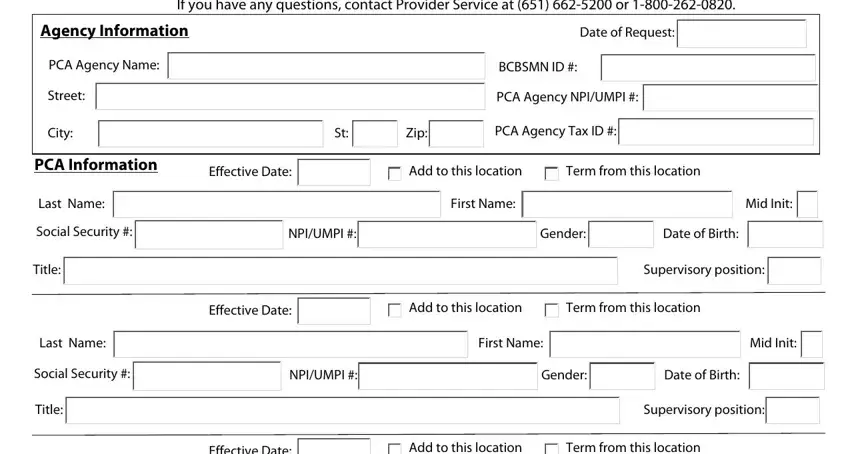 blue cross blue shield of minnesota individual pca data sheet spaces to fill in