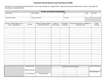 Individual Vehicle Distance Fuel Report Form Preview