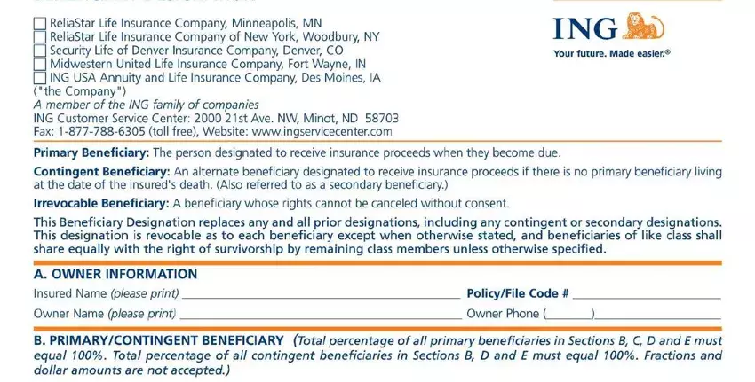 example of gaps in ing death claim form