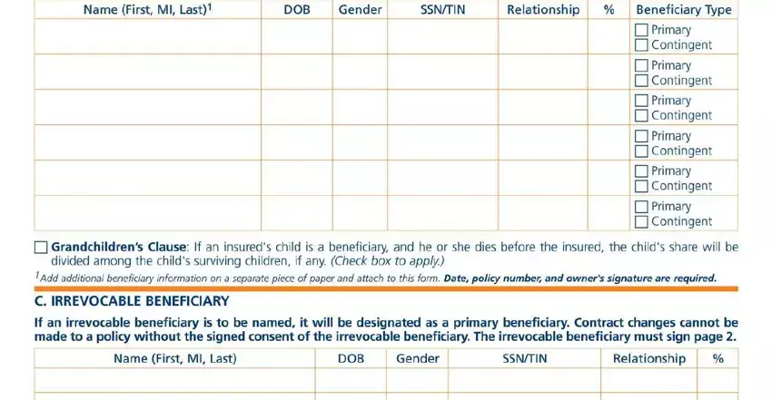 Entering details in ing death claim form step 2