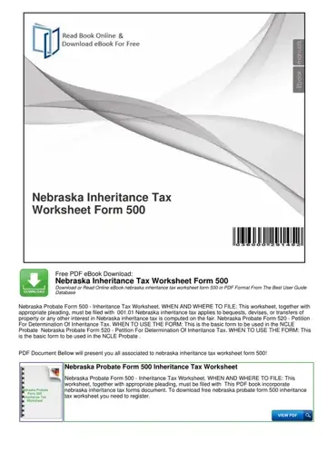 Inheritance Tax Worksheet Form 500 Preview