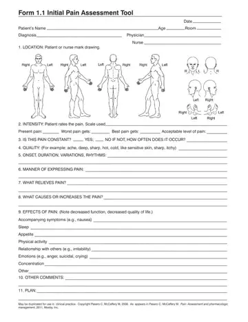 Initial Pain Assessment Tool Form Preview